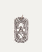 White Gold Diamond Fleur Cut Out Dagger Dog Tag Pendant