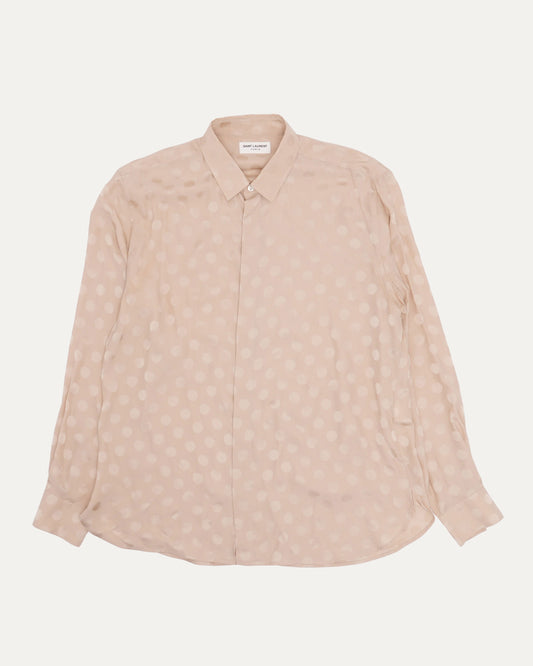 Hidden Placket Polka Dot Silk Shirt