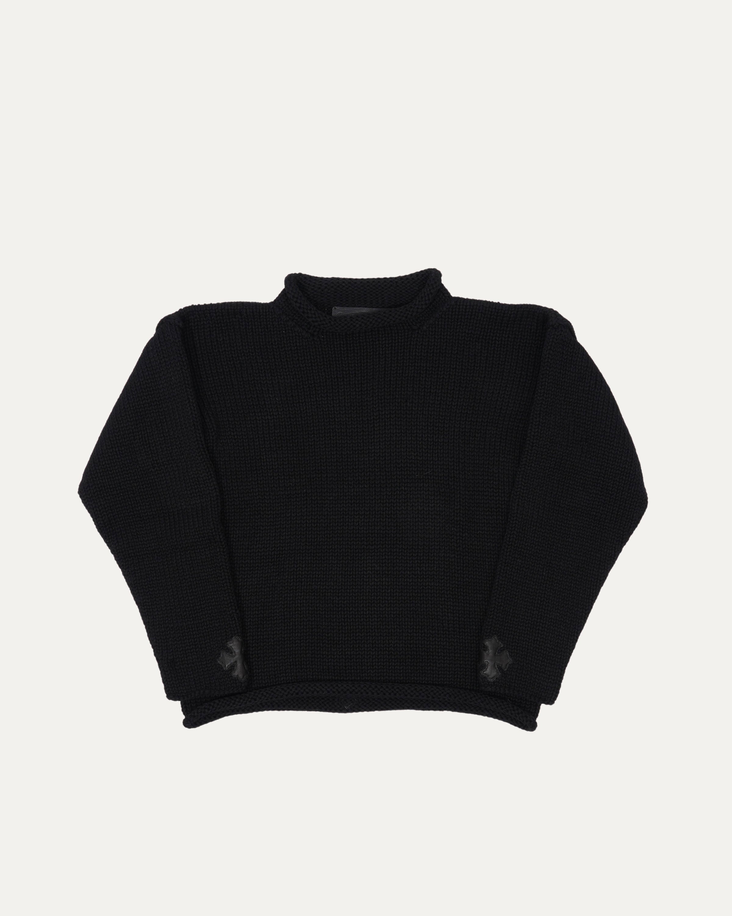 Cashmere Cross Patch Roll-Neck Sweater