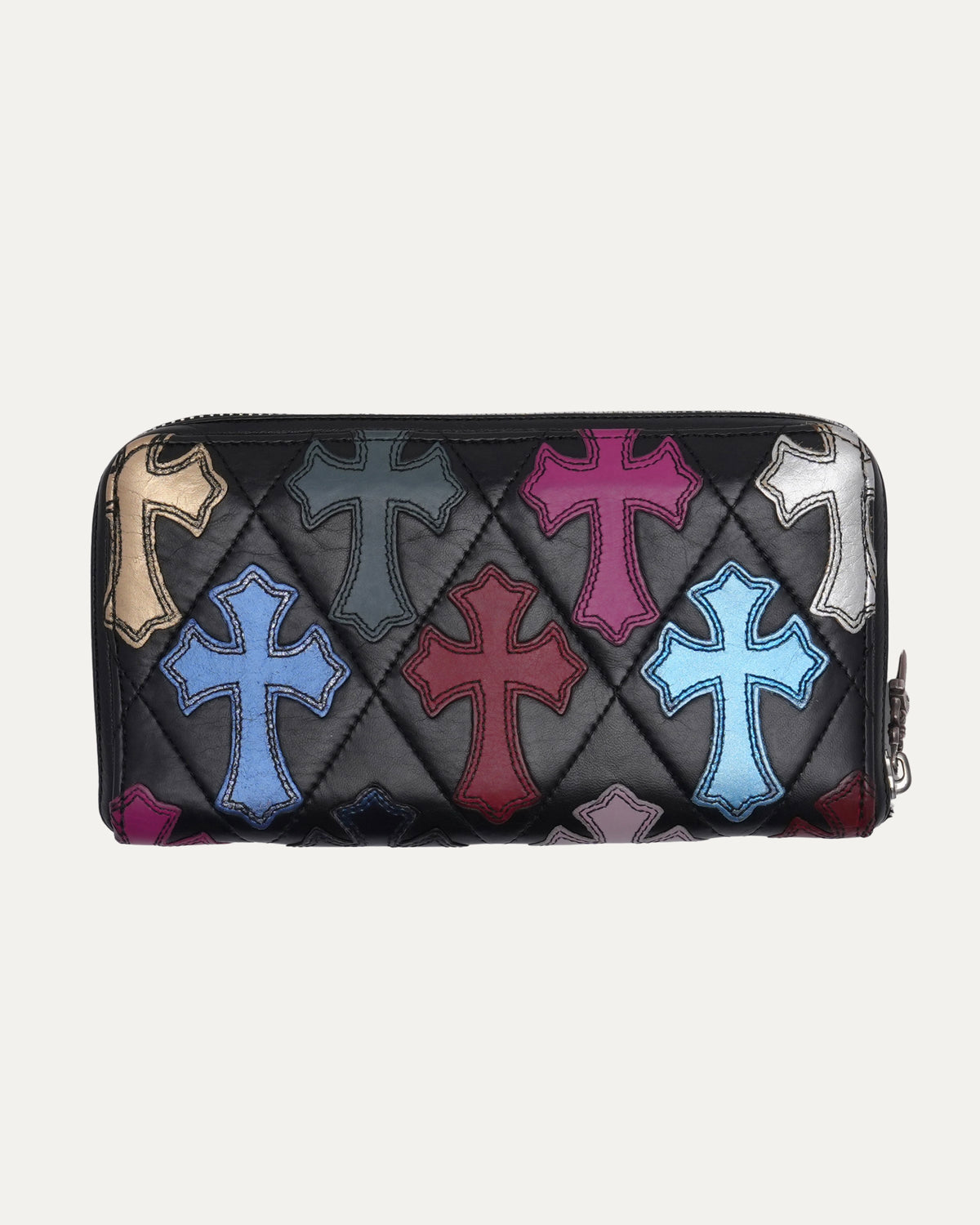 Quilted Cross Patch Long Zip Wallet
