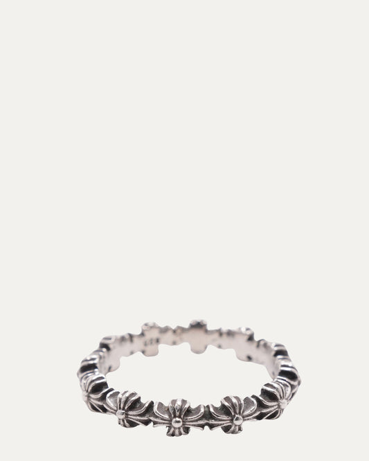Tiny E Plus Cross Band Ring