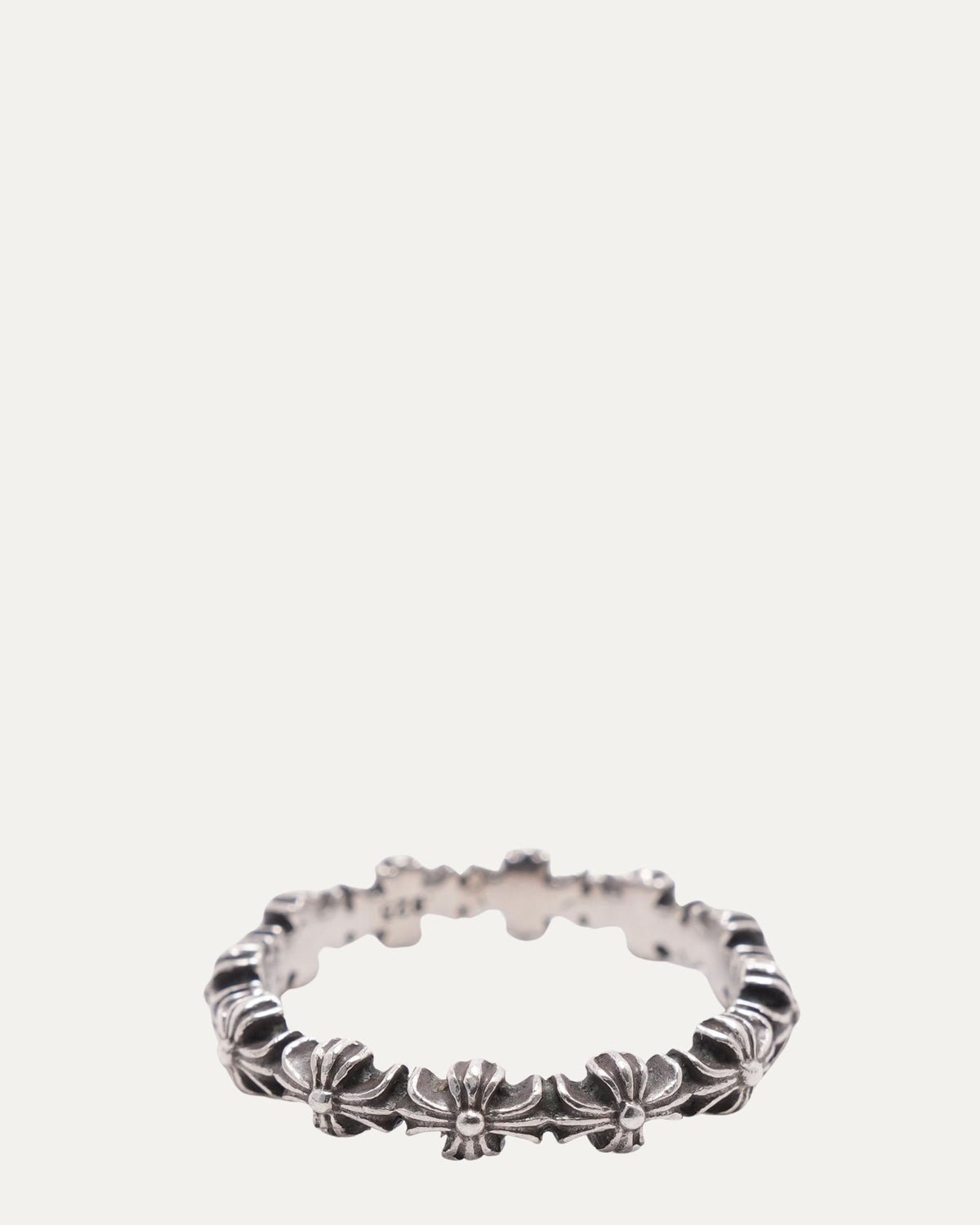 Tiny E Plus Cross Band Ring