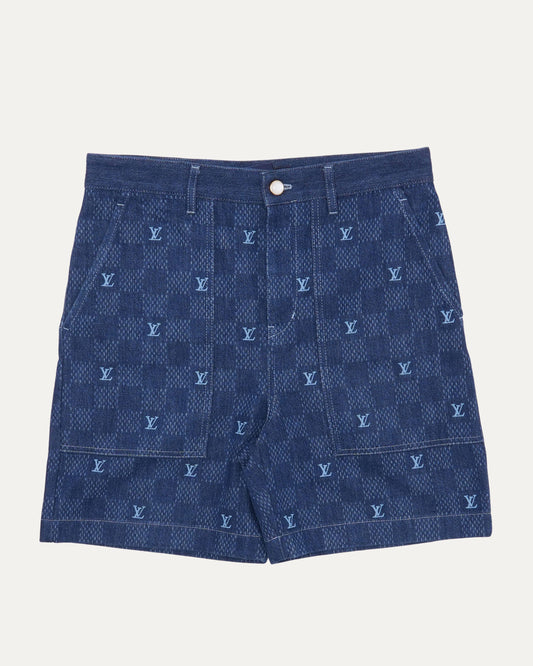 Embroidered Damier Denim Shorts
