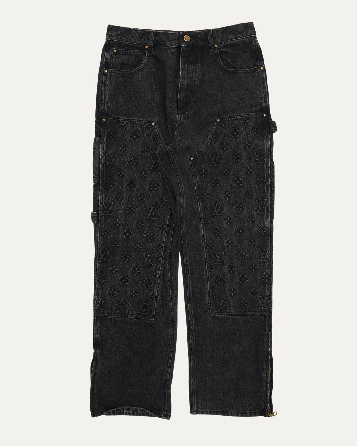 Monogram Embossed Double Knee Jeans