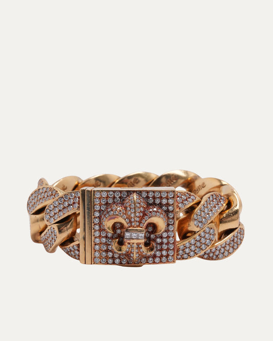 Gold Diamond XL Fleur Box ID Bracelet