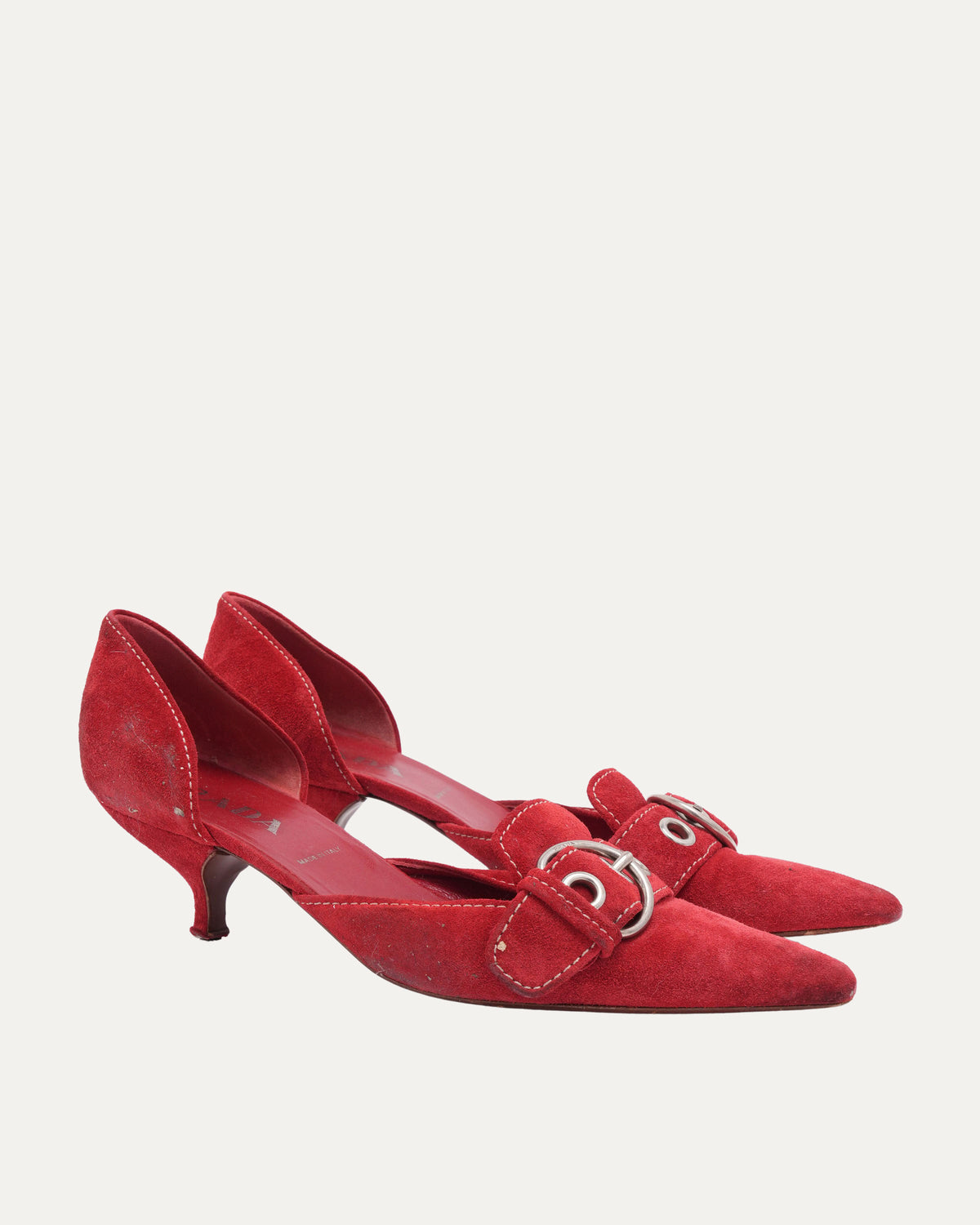 Suede Buckle Heels