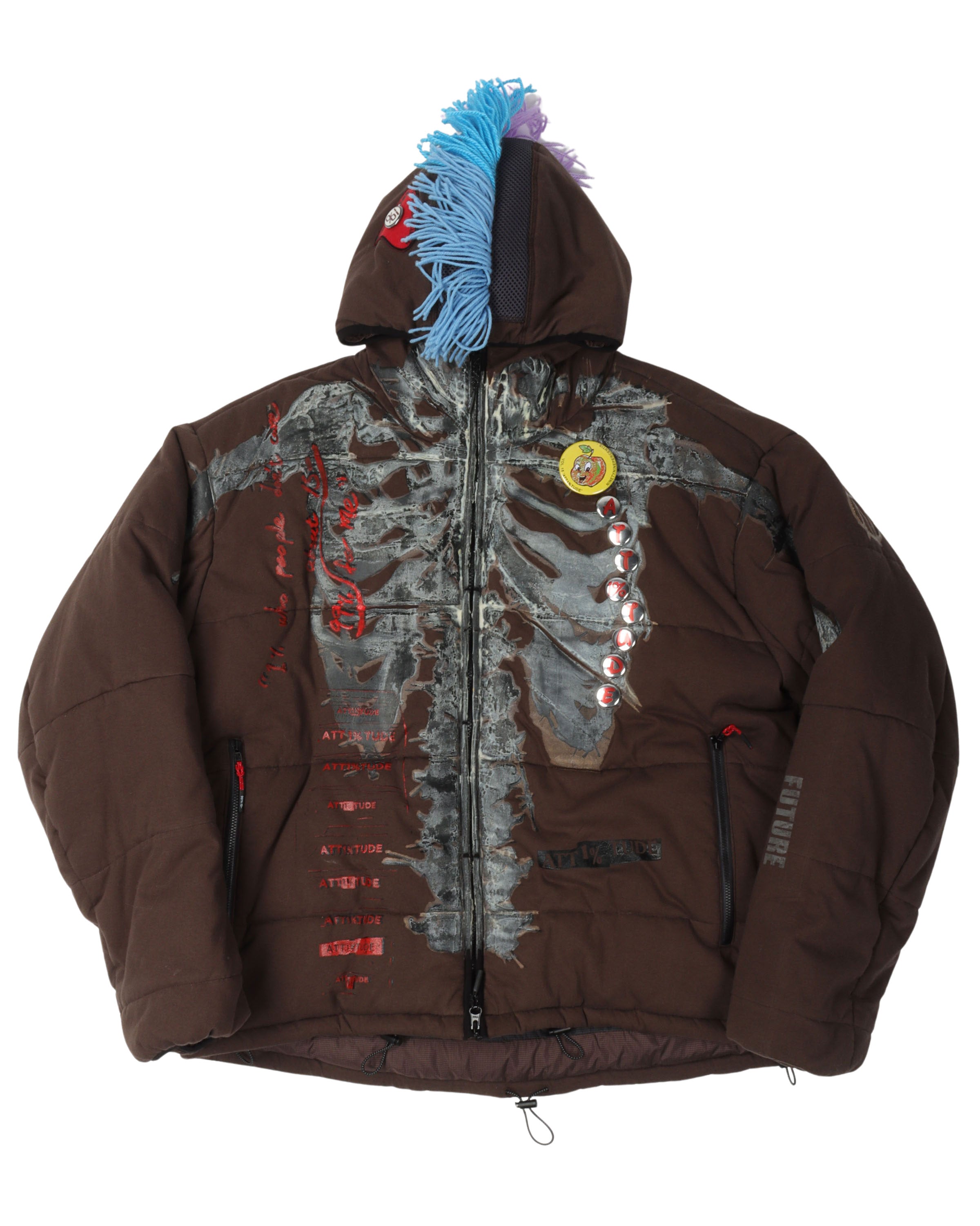 FW20 "ATT1%TUDE" Embellished Hooded Puffer Jacket