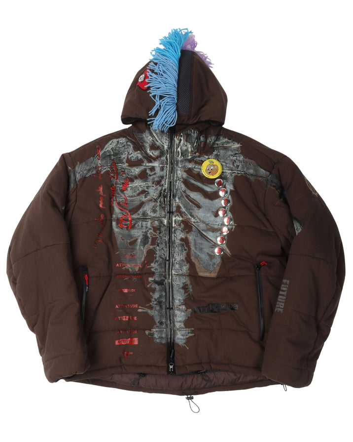 FW20 "ATT1%TUDE" Embellished Hooded Puffer Jacket