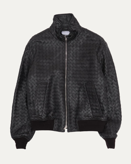 Intrecciato Leather Bomber Jacket