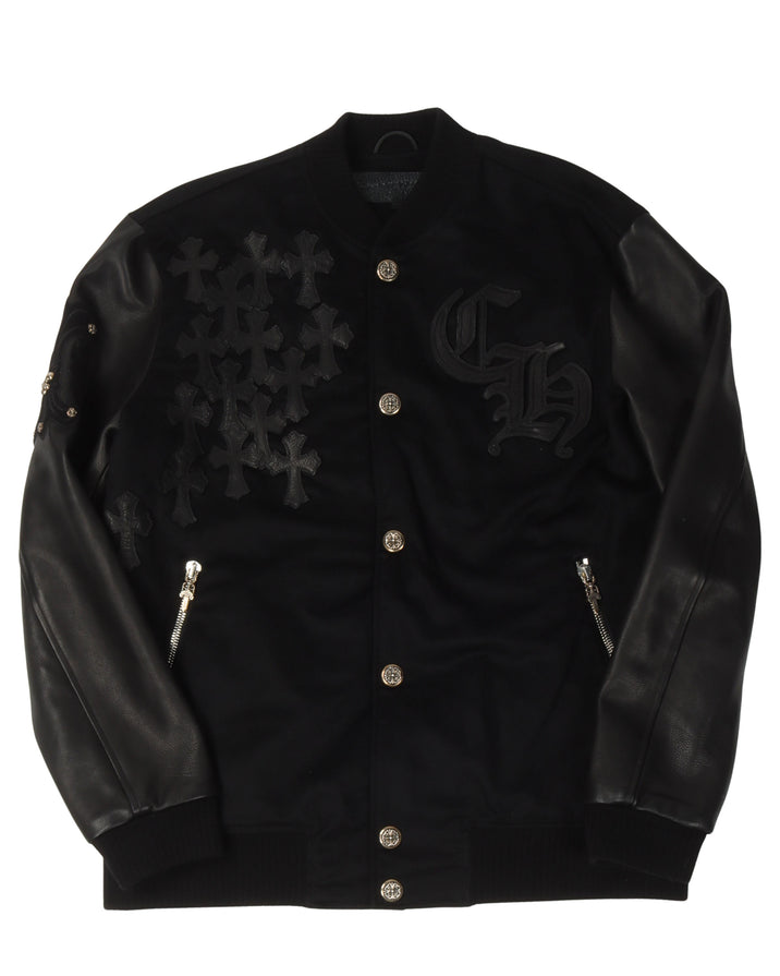 Cross Patch Cashmere Varsity Jacket