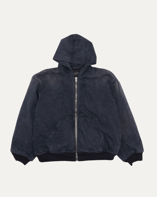 Oversized Hooded Denim Bomber Jacket