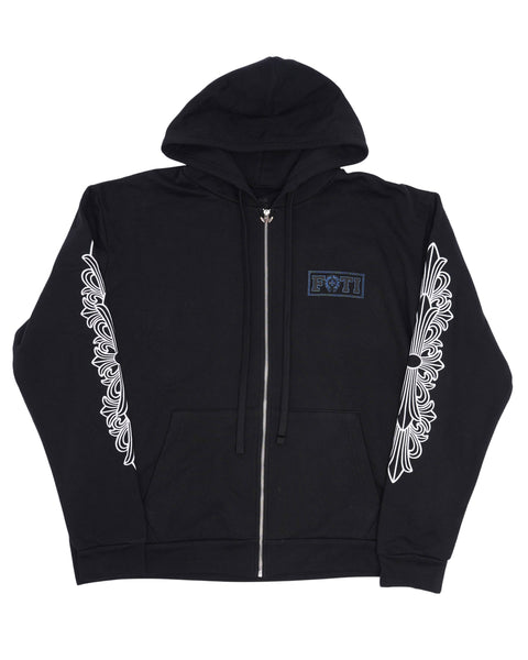 【chory_amam】 Chrome Hearts Cashmere Embroidered Grey Zip Up Hoodie - SRM