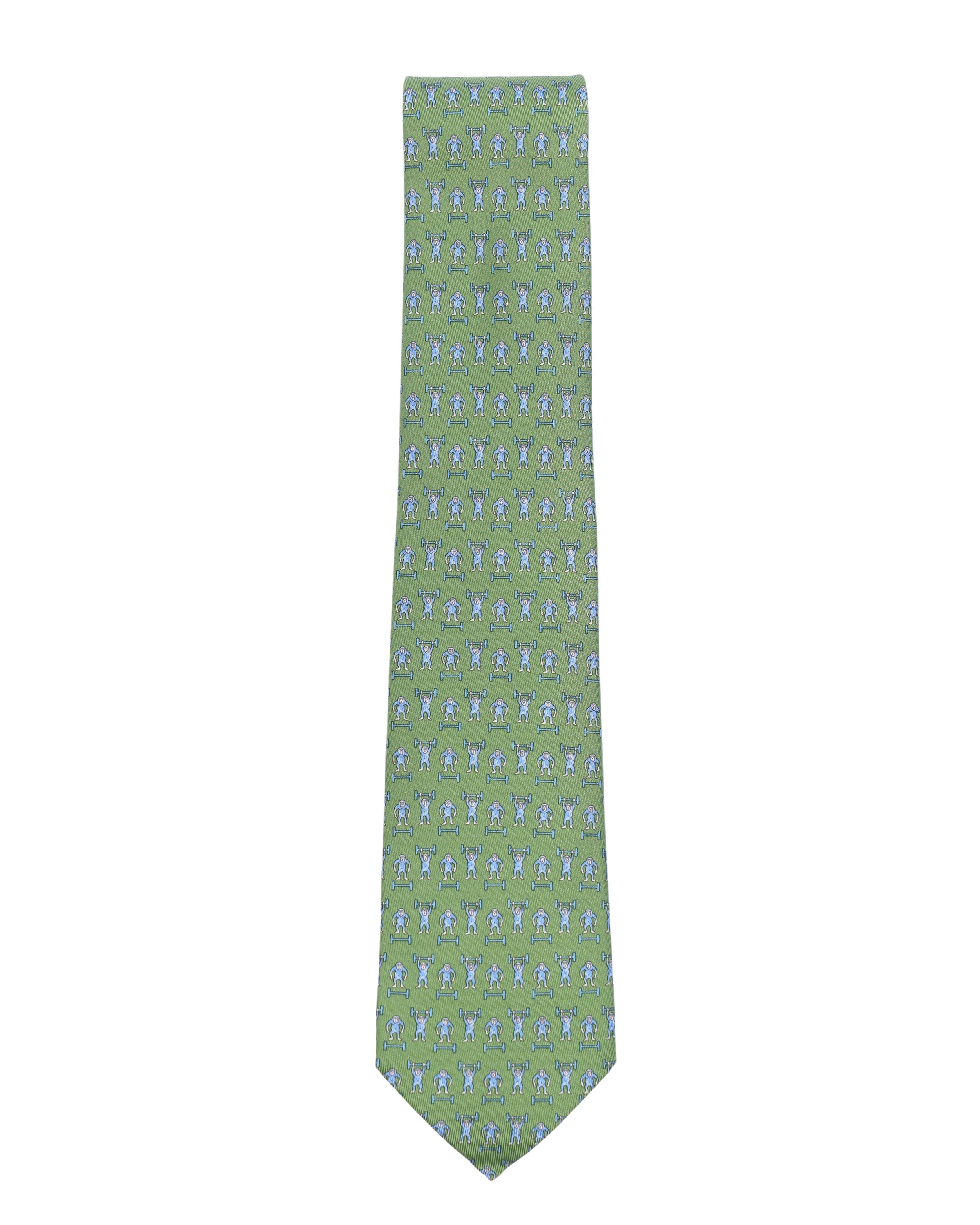 Weightlifting Monkey Printed Silk Tie