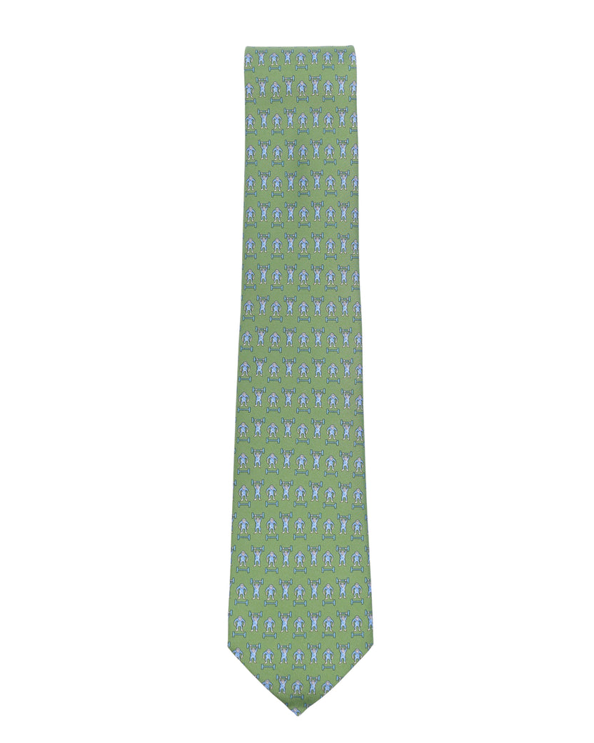 Weightlifting Monkey Printed Silk Tie