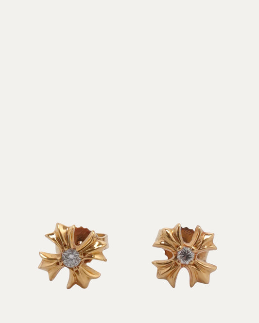 Gold Diamond Plus Cross Earring Set