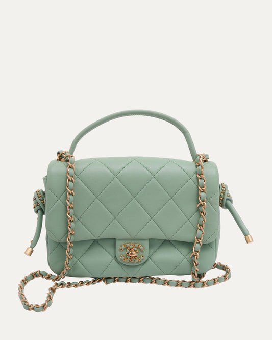 Quilted Side Tassel Flap Bag