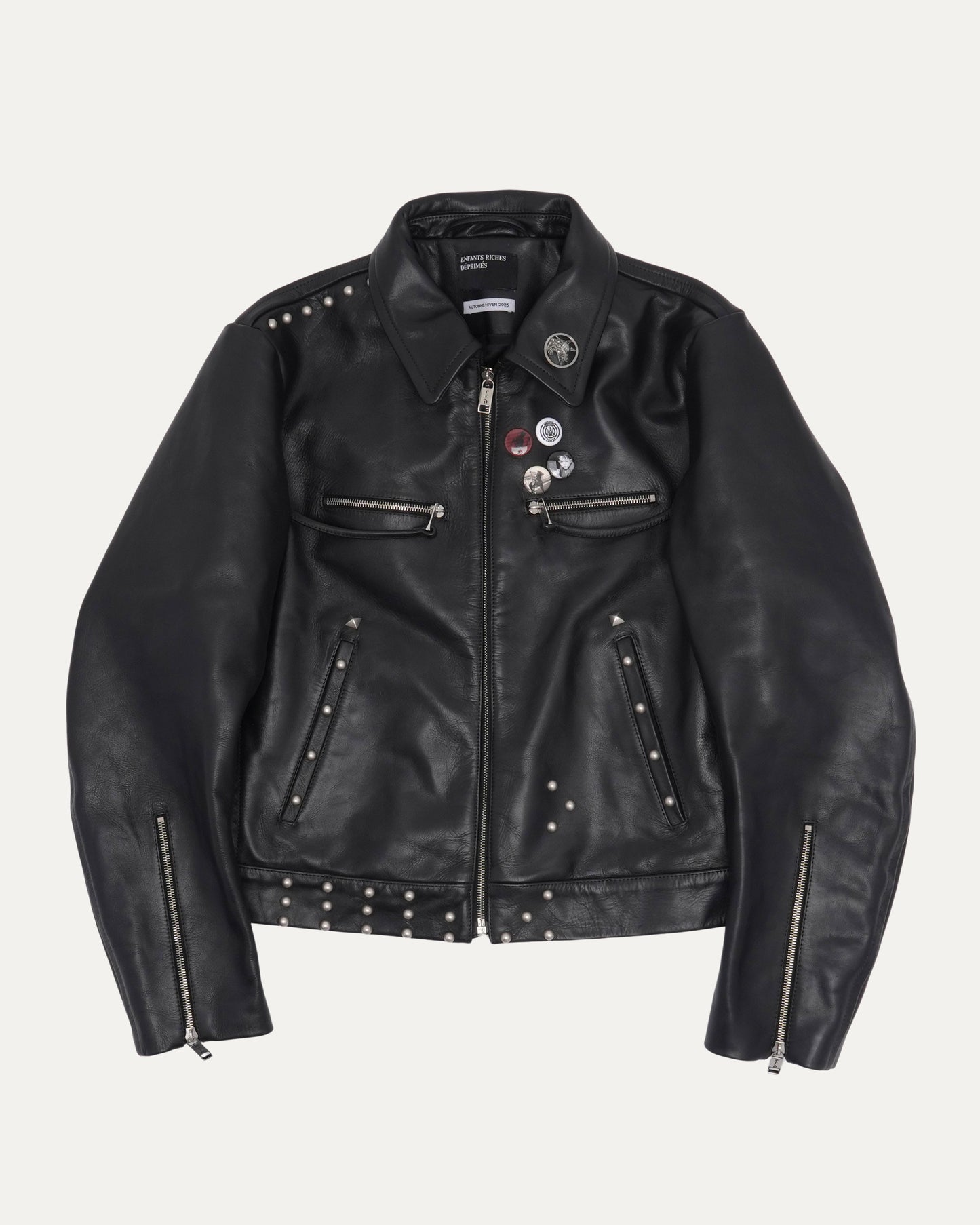 Sid Cropped Leather Jacket with Studs