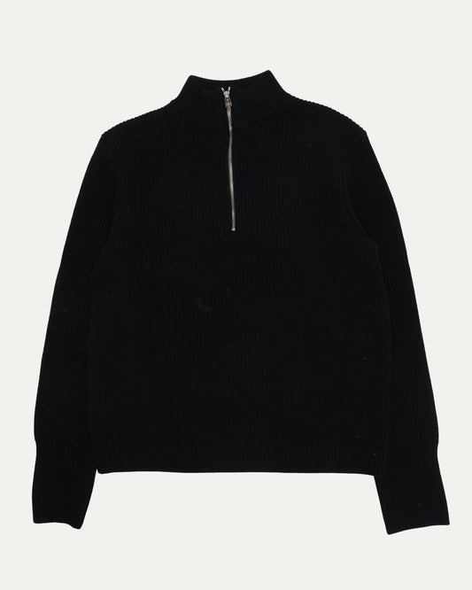 Cross Patch Knit Quarter Zip Sweater