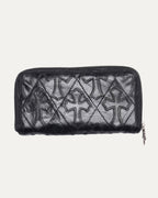 Quilted Cross Patch Long Zip Wallet