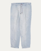 Linen Blend Pleated Drawstring Pants