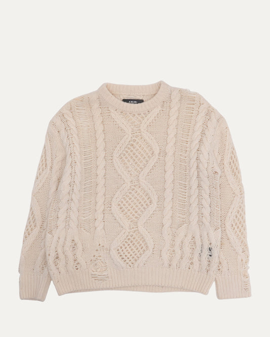 Distressed Cable Knit Sweater