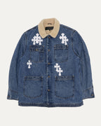 Shearling Cross Patch Denim Chore Coat