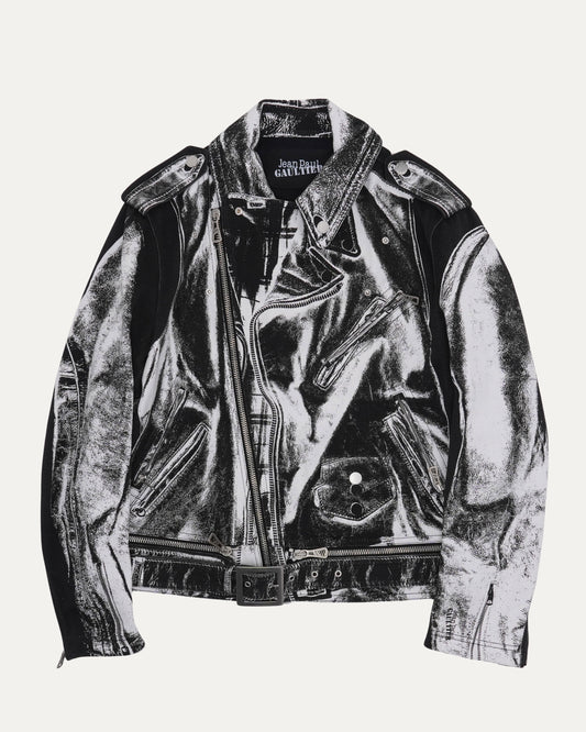 Double Rider Print Denim Jacket