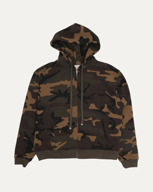 Camouflage Horseshoe Floral Cross Patch Zip Hoodie
