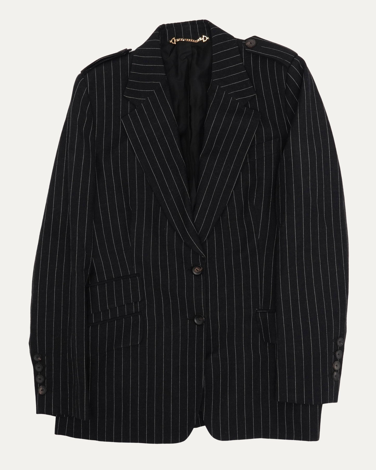 Pinstripe Epaulet Blazer