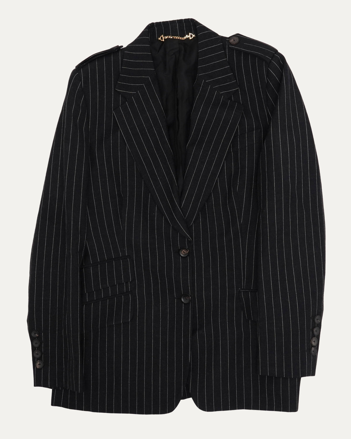 Pinstripe Epaulet Blazer