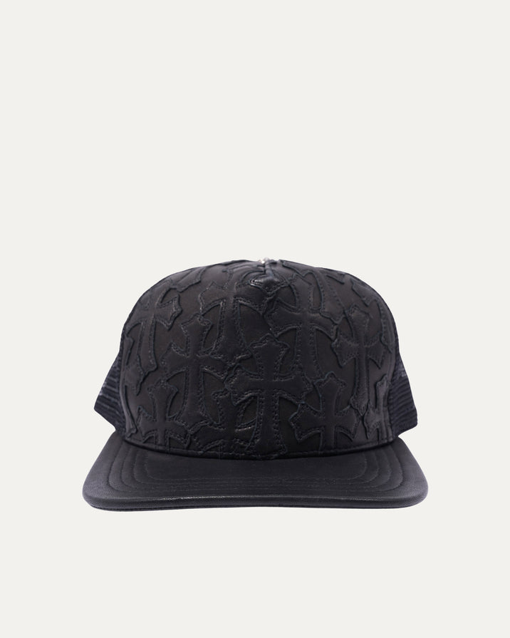 Leather Cross Patch Trucker Hat