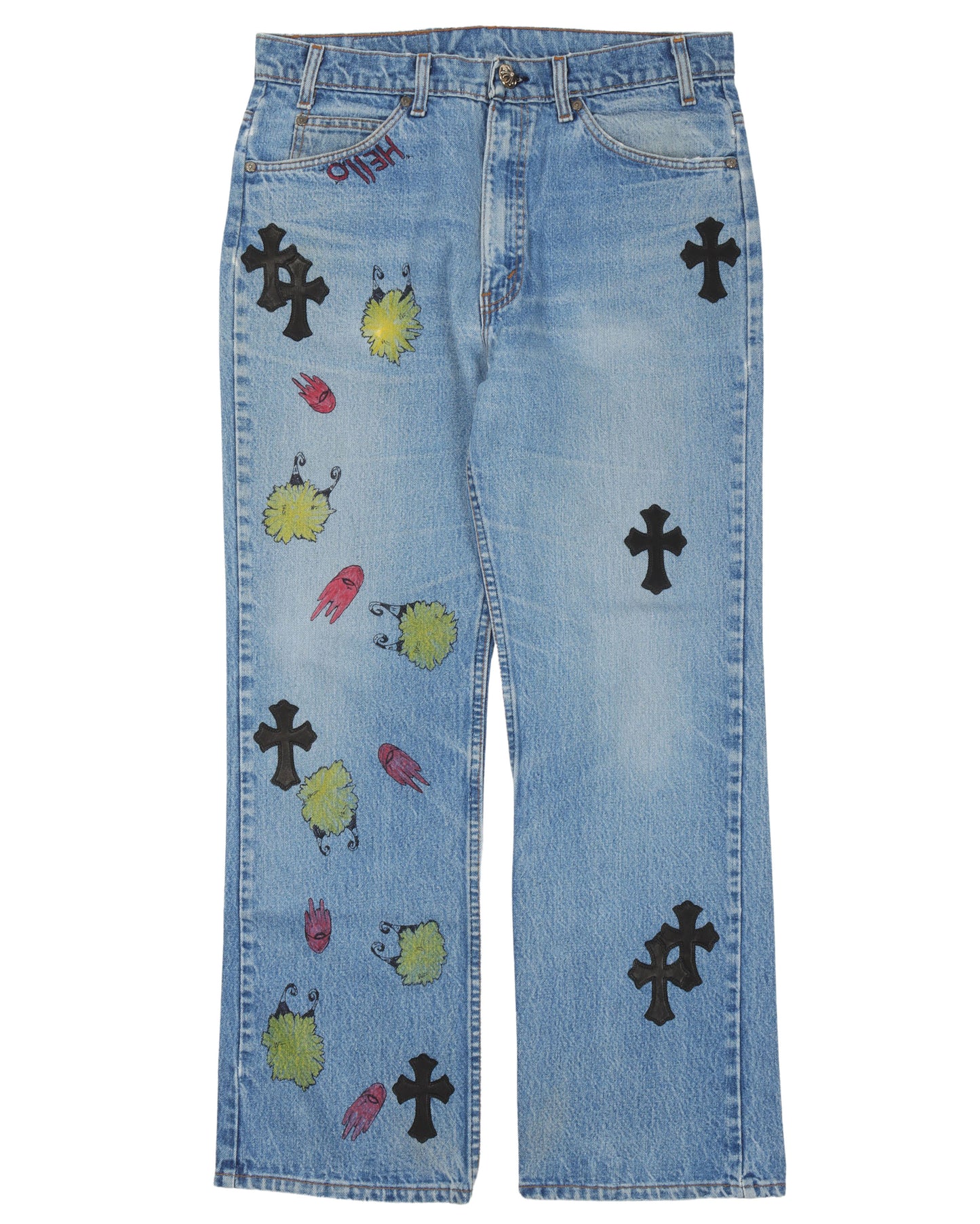 Matty Boy Hand Painted Cross Patch Jeans