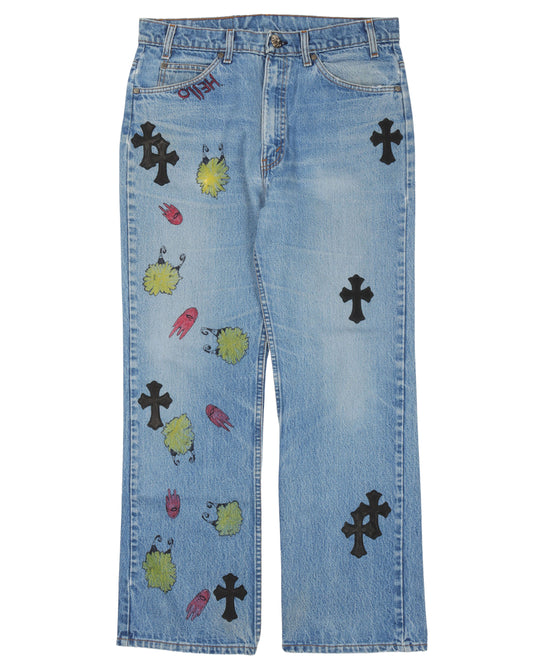 Matty Boy Hand Painted Cross Patch Jeans