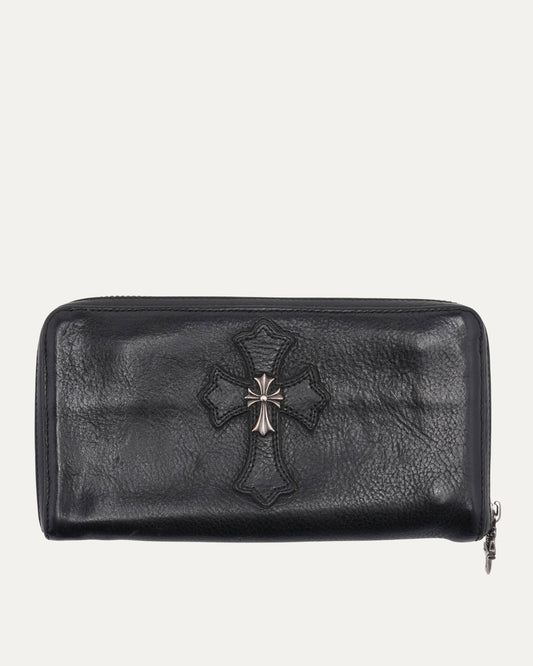Embellished Cross Patch Long Zip Wallet