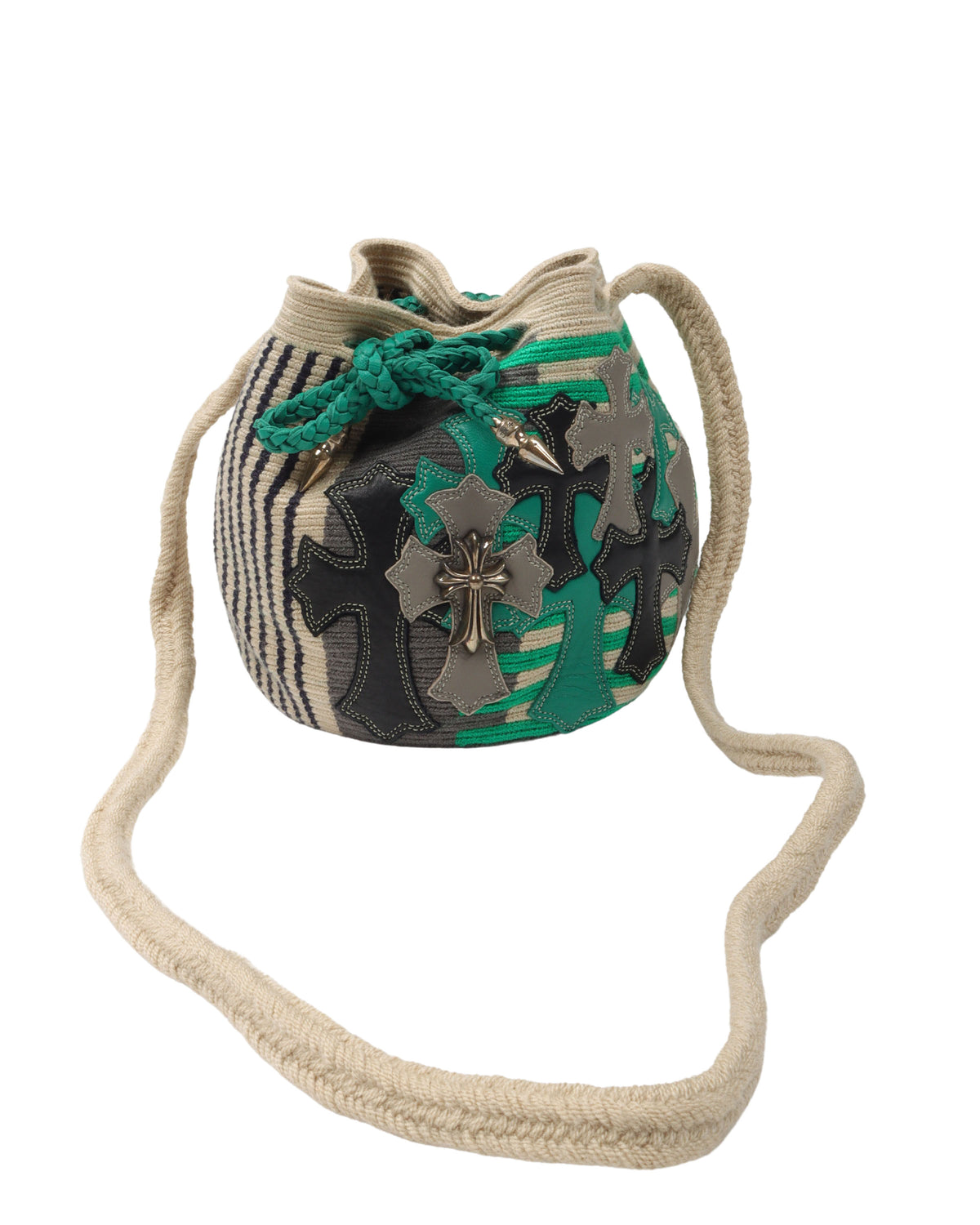 Guanabana Silver Embellished Cross Patch Bag