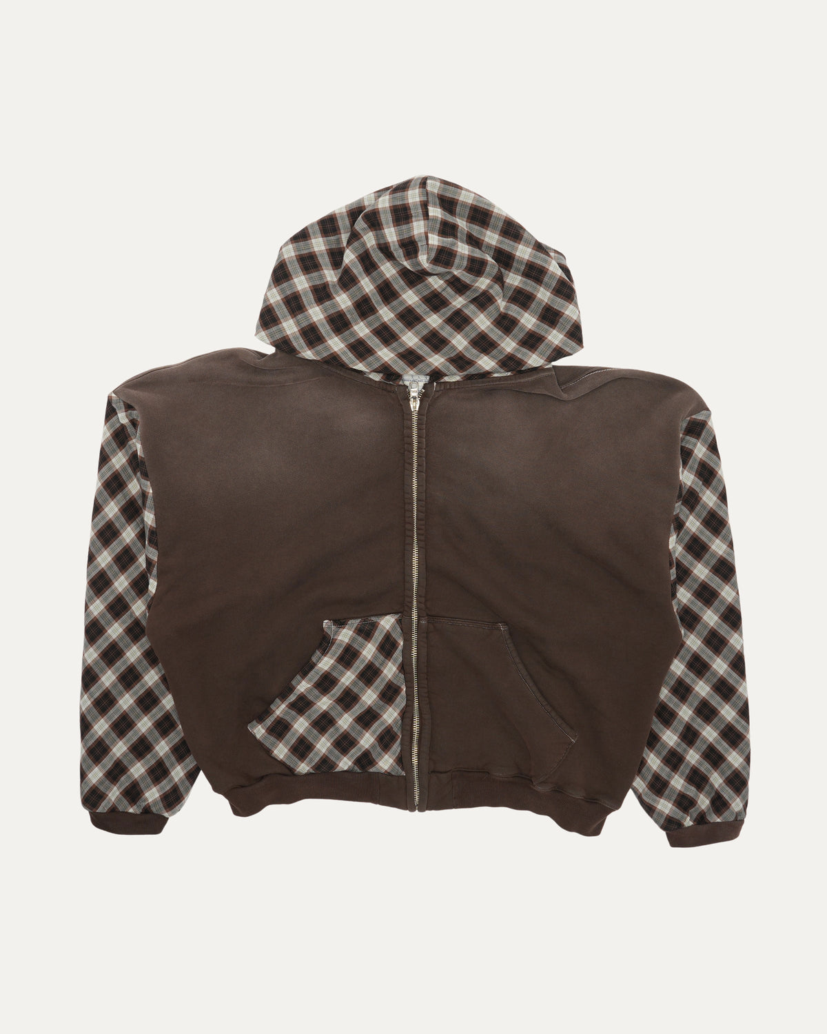 Patchwork Heavyweight Zip Up Hoodie