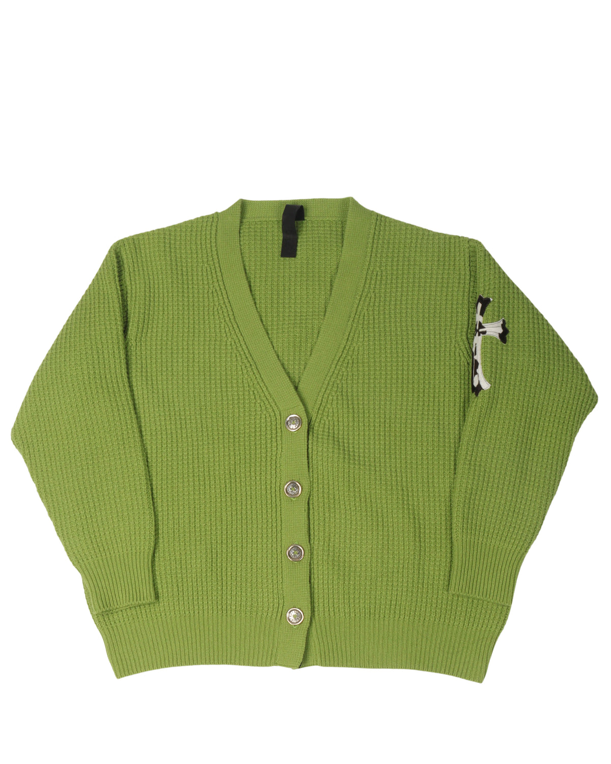Cashmere Cross Patch "Hit & Run" Cardigan Sweater