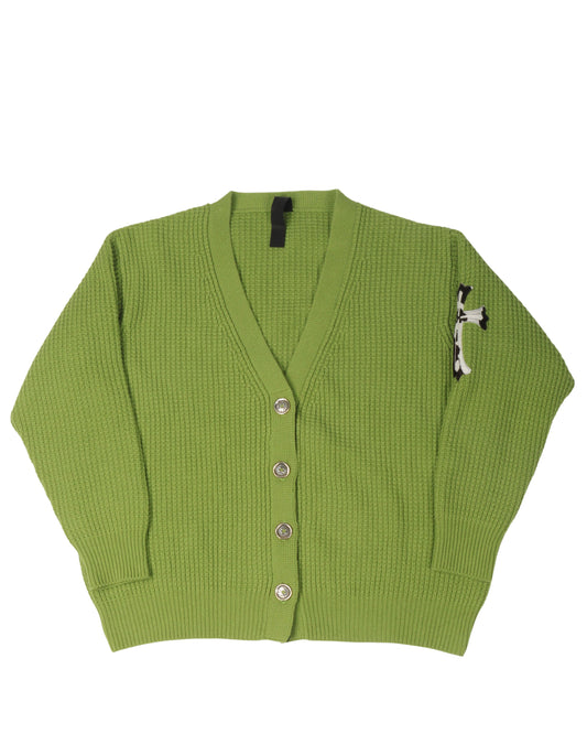 Cashmere Cross Patch "Hit & Run" Cardigan Sweater
