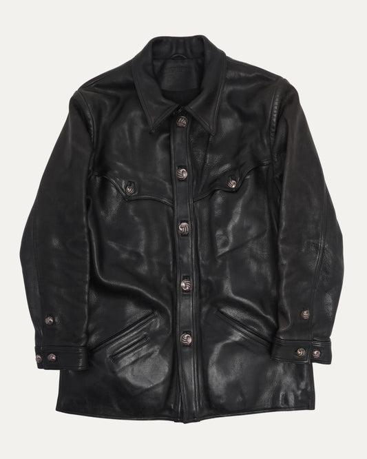 Leather Western Claw Button Jacket