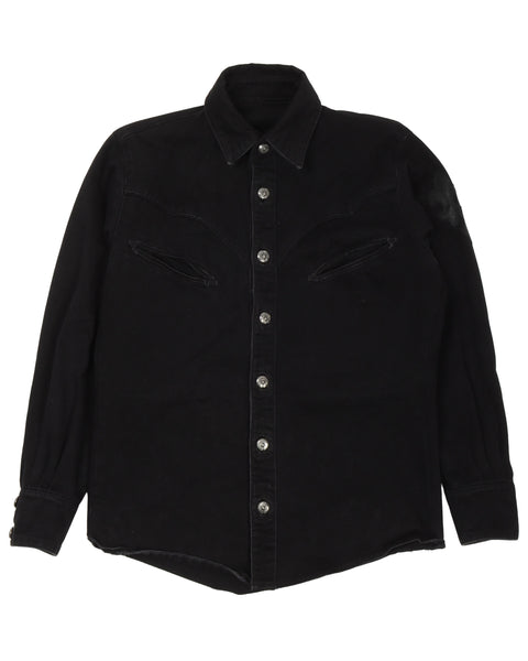 最終値下げCHROME HEARTS FLEUR DRESS SHIRT Chrome Hearts Denim Fleur De Lis Cross Patch Western Shirt
