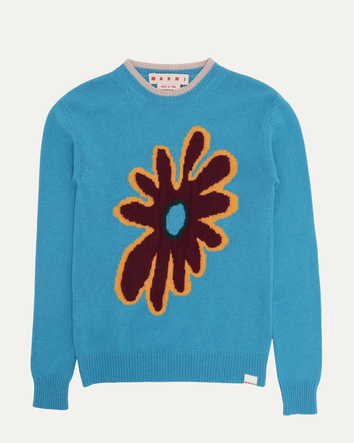 Cashmere-Wool Blend Flower Sweater