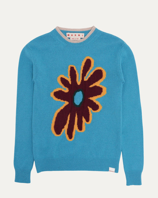 Cashmere-Wool Blend Flower Sweater