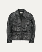 Leather Zip Up Trucker Jacket
