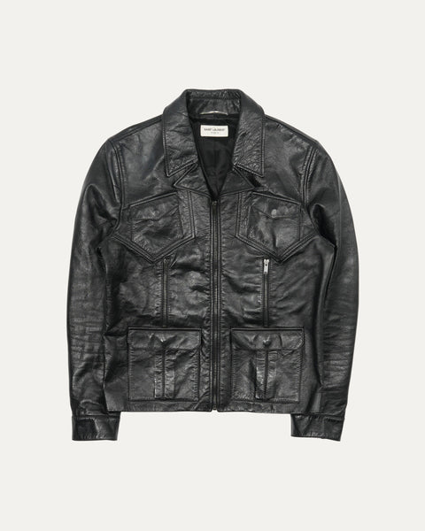 Saint Laurent Leather Zip Up Trucker Jacket – Justin Reed