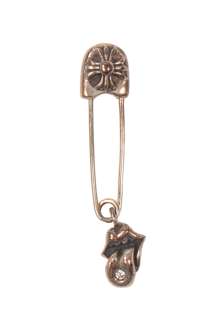 Safety Pin with Rolling Stones Diamond Pendant