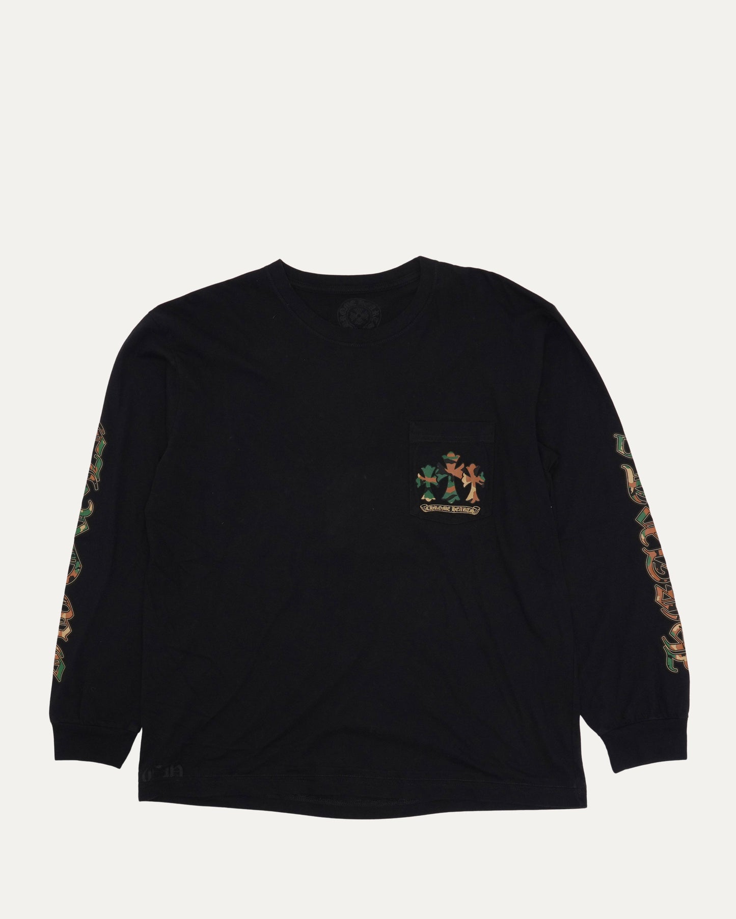 Camouflage Cemetery Cross Long Sleeve Pocket T-Shirt