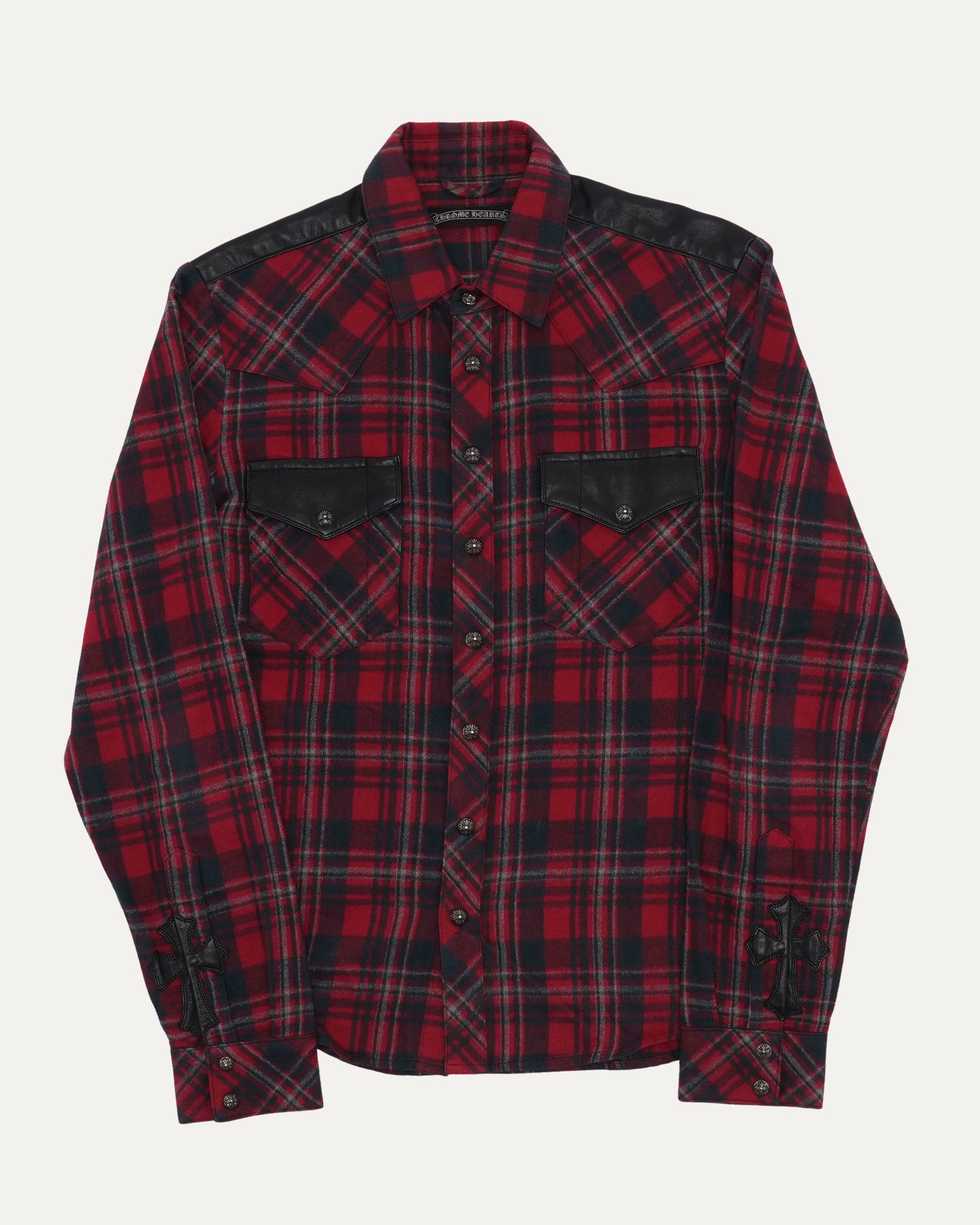 Leather Accent Flannel Shirt
