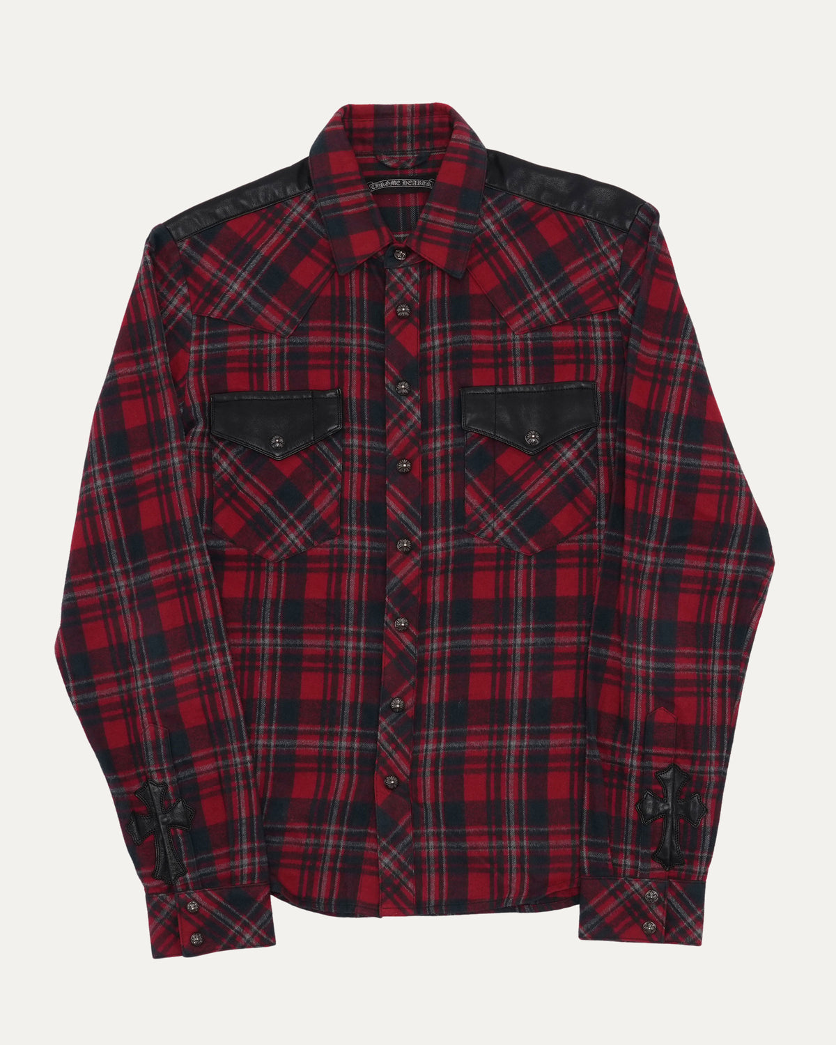 Leather Accent Flannel Shirt