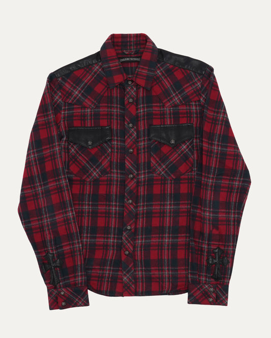 Leather Accent Flannel Shirt