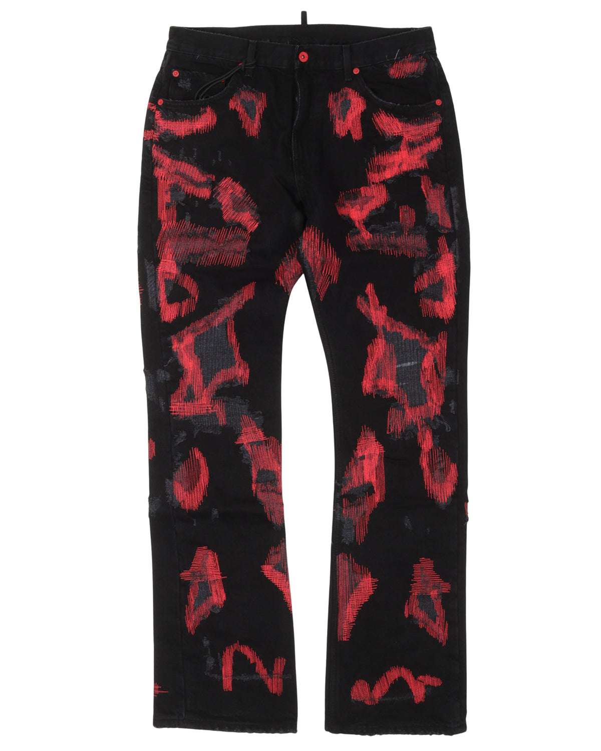 Distressed Embroidered Jeans
